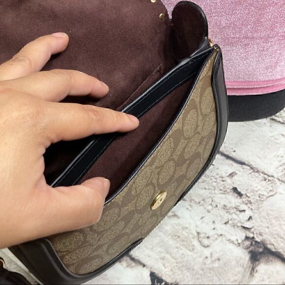 COACH Georgie Saddle Crossbody Bag Western Boho Embellished with Rivets & Studs! - Picture 8 of 14